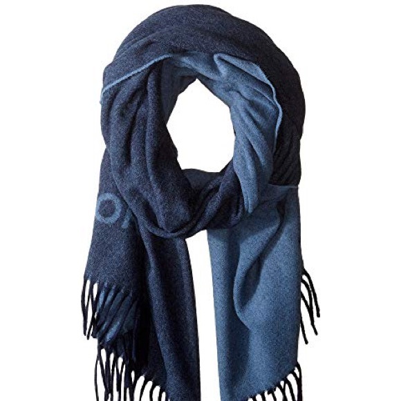 Tory Burch♥️NEW♥️Oblong wool logo scarf Tory Navy - Picture 5 of 8
